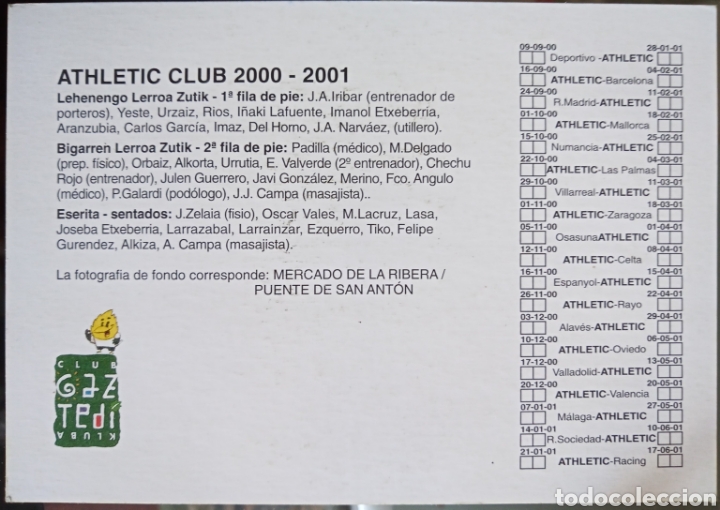 Coleccionismo deportivo: ATHLETIC CLUB BILBAO 2000-2001 - Foto 2