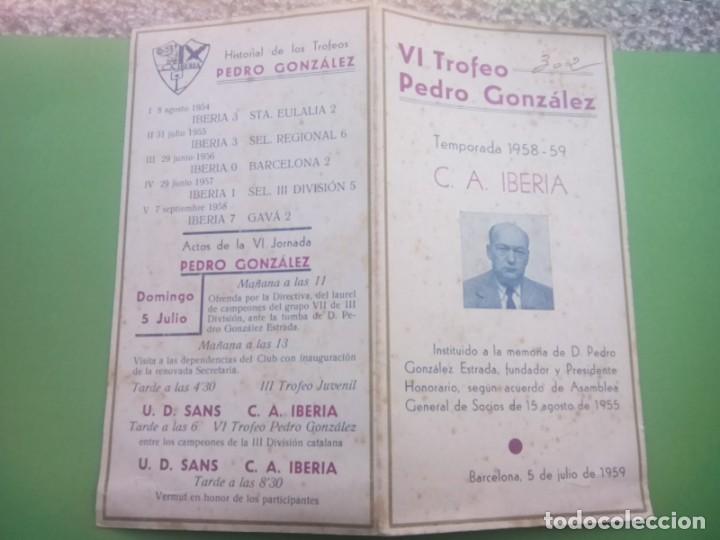 Coleccionismo deportivo: PROGRAMA C.A. IBERIA TEMPORADA 1958-59 VI TROFEO PEDRO GONZALEZ , - Foto 3