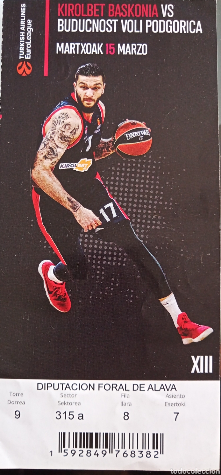 Coleccionismo deportivo: ENTRADA BASKONIA VS BUDUCNOST VOLI PODGORICA - Foto 1