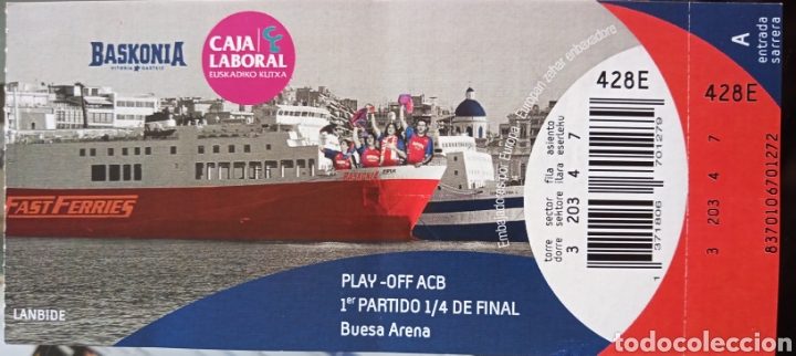 Coleccionismo deportivo: ENTRADA BASKONIA. CUARTOS DE ACB - Foto 1
