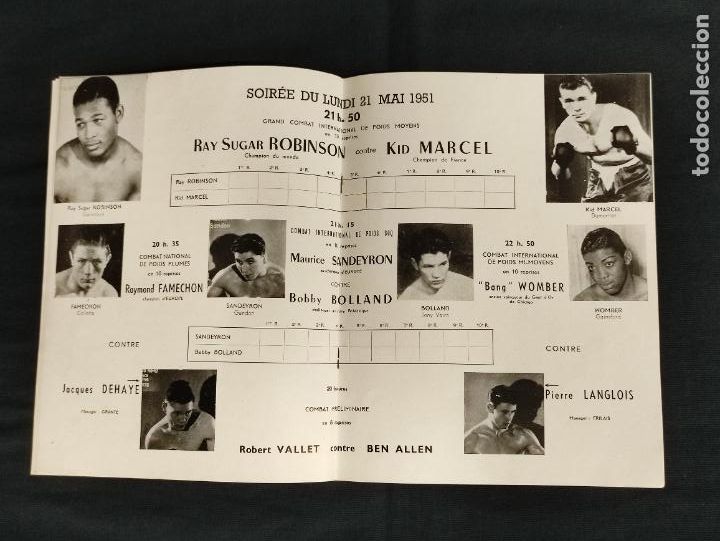 Coleccionismo deportivo: PROGRAMA ORIGINAL BOXEO - RAY SUGAR ROBINSON VS. KID MARCEL - 21 MAYO 1951 - PARIS - Foto 5