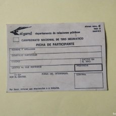 Coleccionismo deportivo: TARJETA CAMPEONATO NACIONAL DE TIRO NEUMATICO