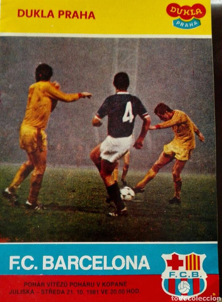Coleccionismo deportivo: Programa de f&uacute;tbol Dukla de Praga Barcelona 1981 Recopa - Foto 1
