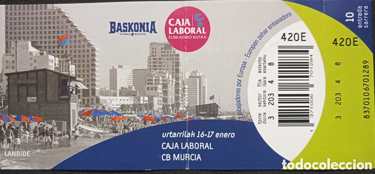 Coleccionismo deportivo: ENTRADA BASKONIA VS CB MURCIA - Foto 1