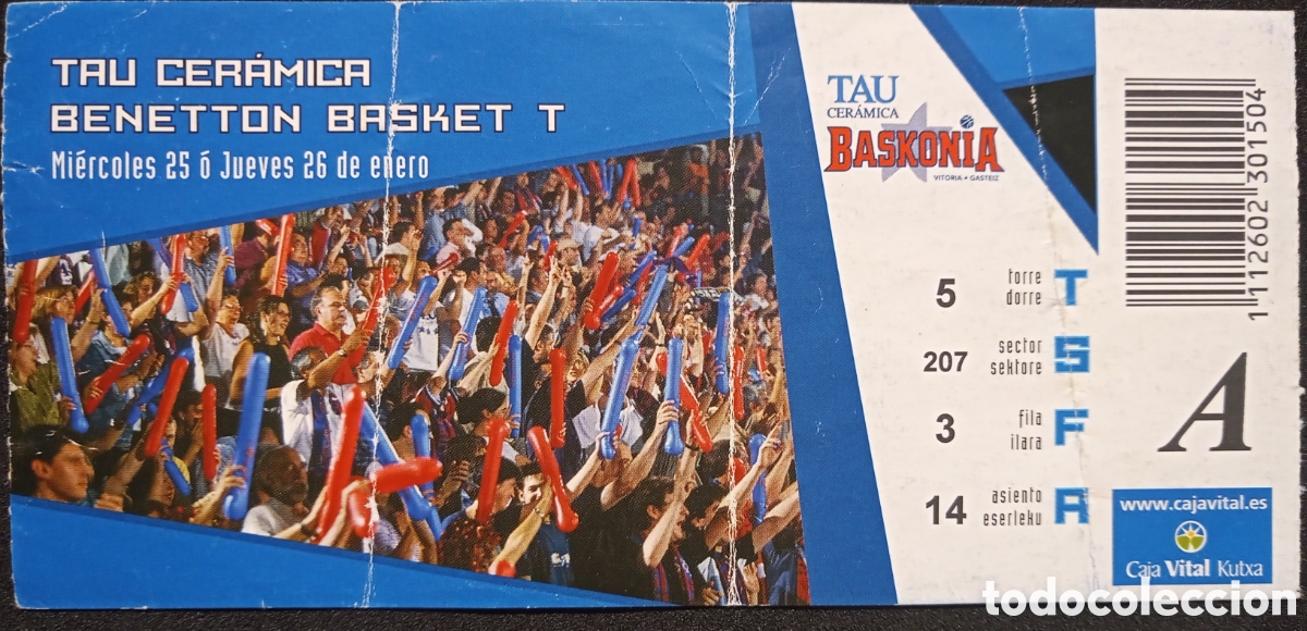 Coleccionismo deportivo: ENTRADA BASKONIA VS BENETTON BASKET T - Foto 1