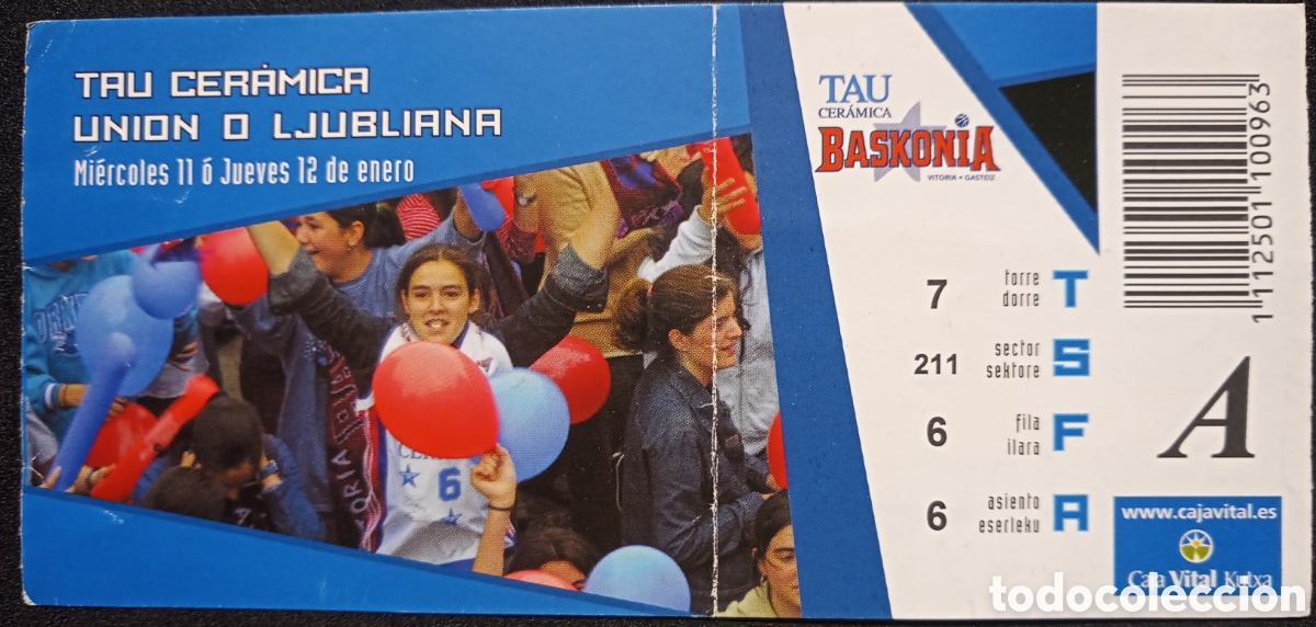 Coleccionismo deportivo: ENTRADA BASKONIA VS UNI&Oacute;N LJUBLJANA - Foto 1