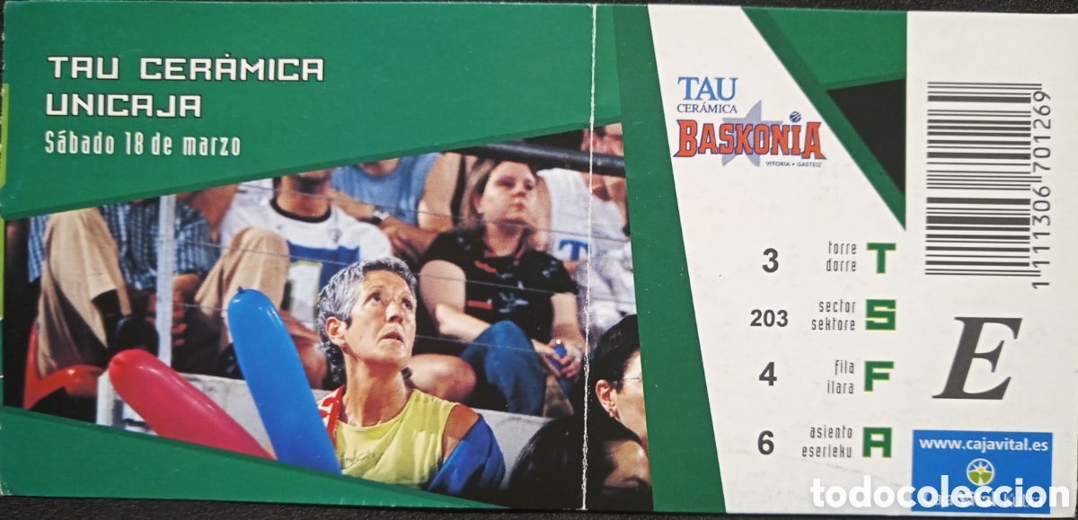 Coleccionismo deportivo: ENTRADA BASKONIA VS UNICAJA M&Aacute;LAGA - Foto 1
