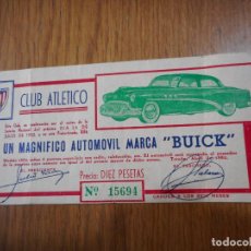 Coleccionismo deportivo: ANTIGUO CUPON SORTEO LOTERIA. CLUB ATLETICO TETUAN FUTBOL AUTOMOVIL BUICK TETUAN 1952