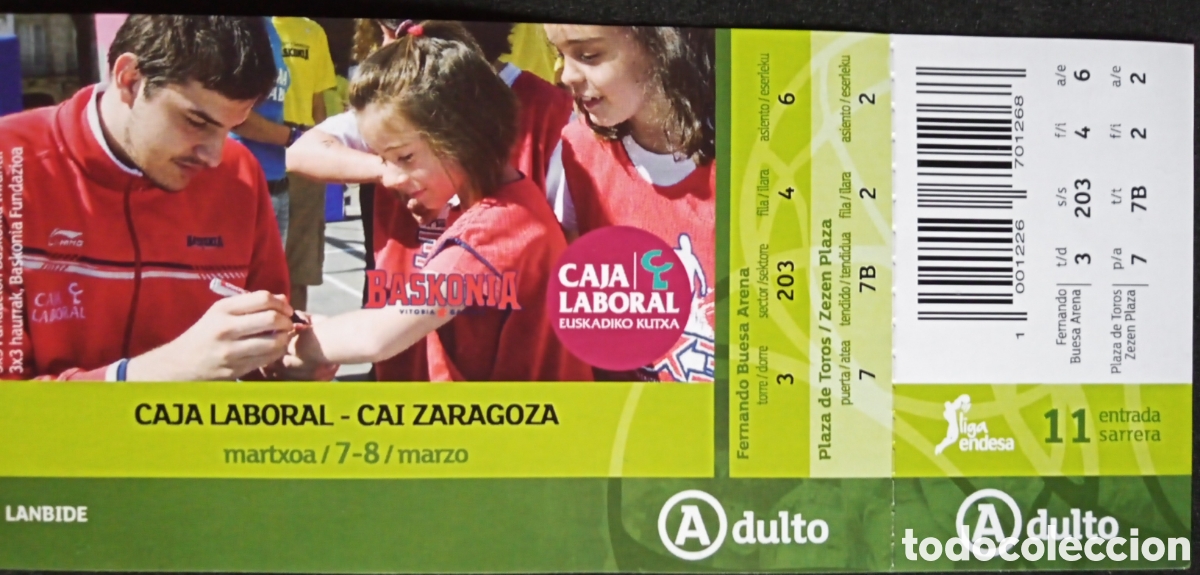 Coleccionismo deportivo: ENTRADA BASKONIA VS CAI ZARAGOZA - Foto 1