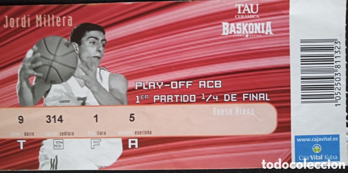 Coleccionismo deportivo: ENTRADA BASKONIA. CUARTOS. JORDI MILLERA - Foto 1
