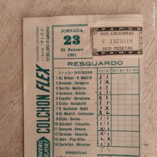 Coleccionismo deportivo: RESGUARDO DE QUINIELA JORNADA 23. 26-FEBRERO-1961 COLCHON FLEX. Lote 399634159