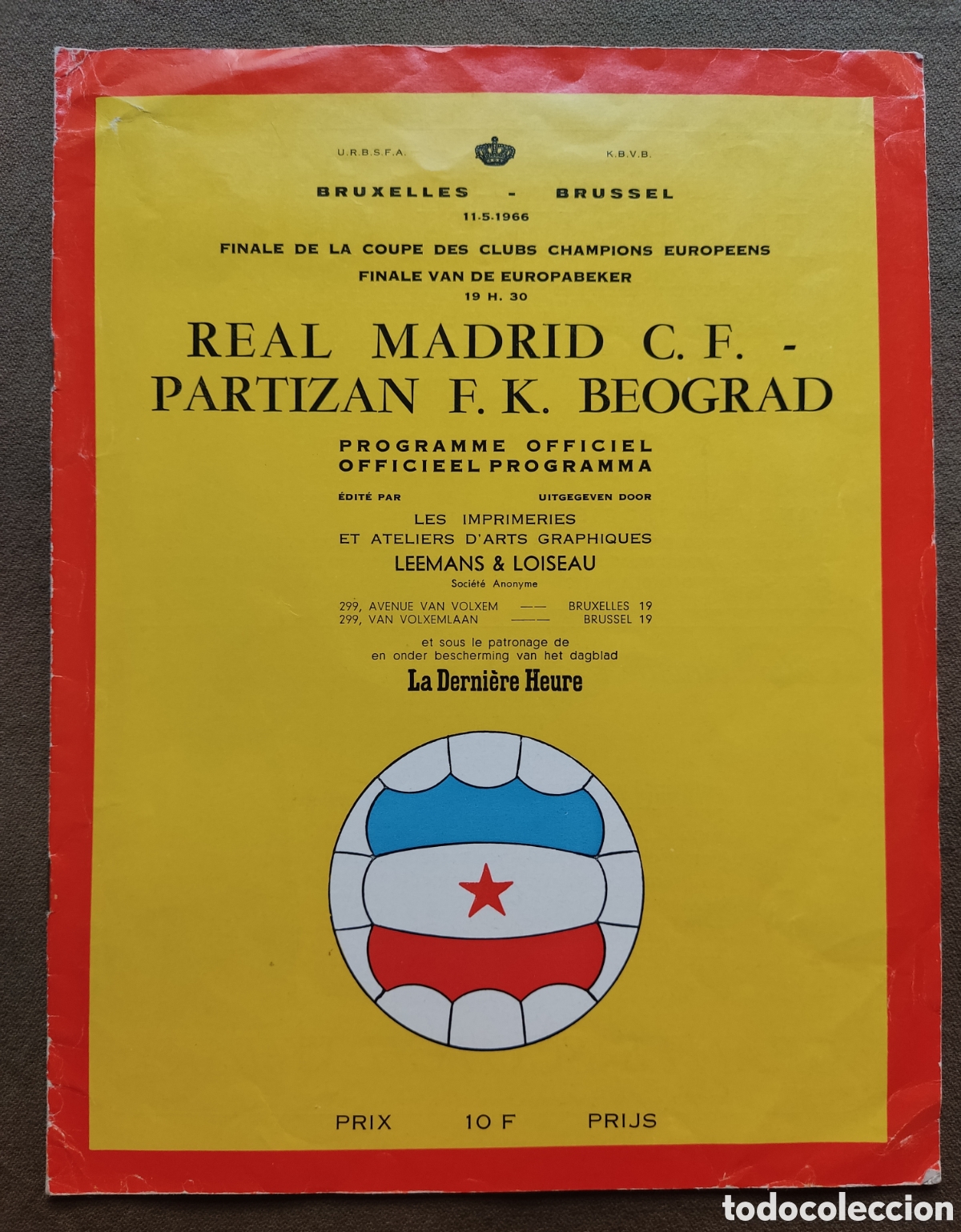 Coleccionismo deportivo: F&Uacute;TBOL PROGRAMA FINAL COPA DE EUROPA REAL MADRID VS PARTIZAN 1966 - Foto 1