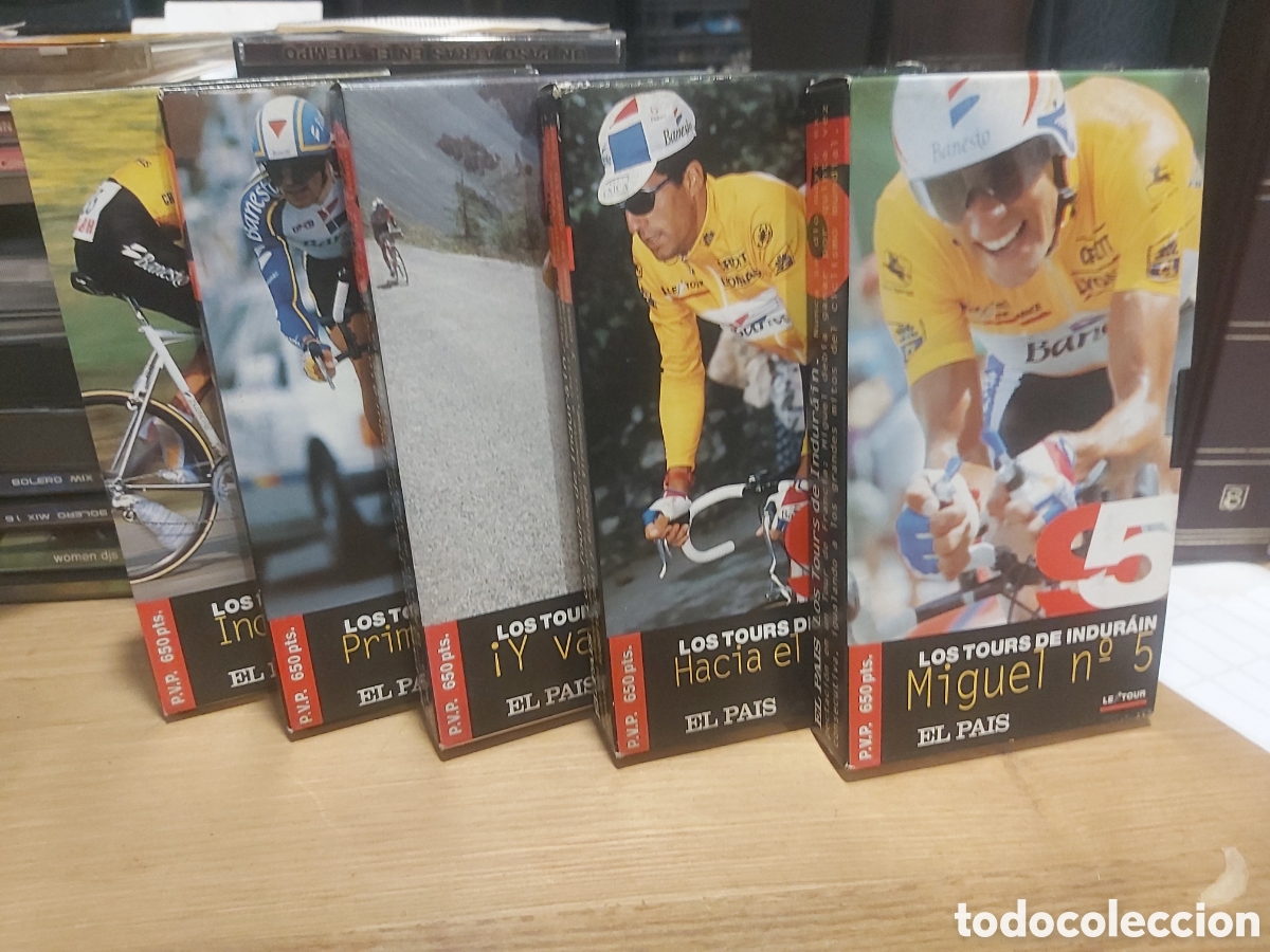 Coleccionismo deportivo: VHS cinco tomos los tours de Miguel indurain - Foto 1