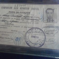 Coleccionismo deportivo: FICHA DE JUGADOR CAMPEONATO CLUB DEPORTIVO ARENAL DE MADRID. AÑO 1947.