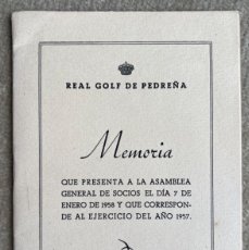Coleccionismo deportivo: REAL GOLF DE PEDREÑA (CANTABRIA) - MEMORIA EJERCICIO 1957 - SANTANDER, 1958