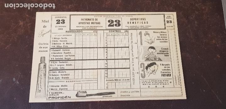 Coleccionismo deportivo: QUINIELA JORNADA 23 -13 DE FEBRERO DE 1966 - Foto 1