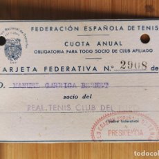 Collezionismo sportivo: FEDERACION ESPAÑOLA DE TENIS - TARJETA FEDERATIVA - CON DISTINTOS SELLOS -VER FOTOS-(106.082)