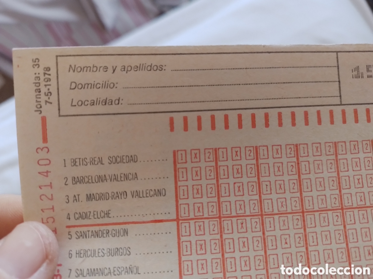Coleccionismo deportivo: Quiniela 7/5/1978 Jornada 35 sin rellenar - Foto 5