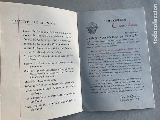 Coleccionismo deportivo: La Molina. 1953. III Semana Internacional de Esqui. Programa. - Foto 2