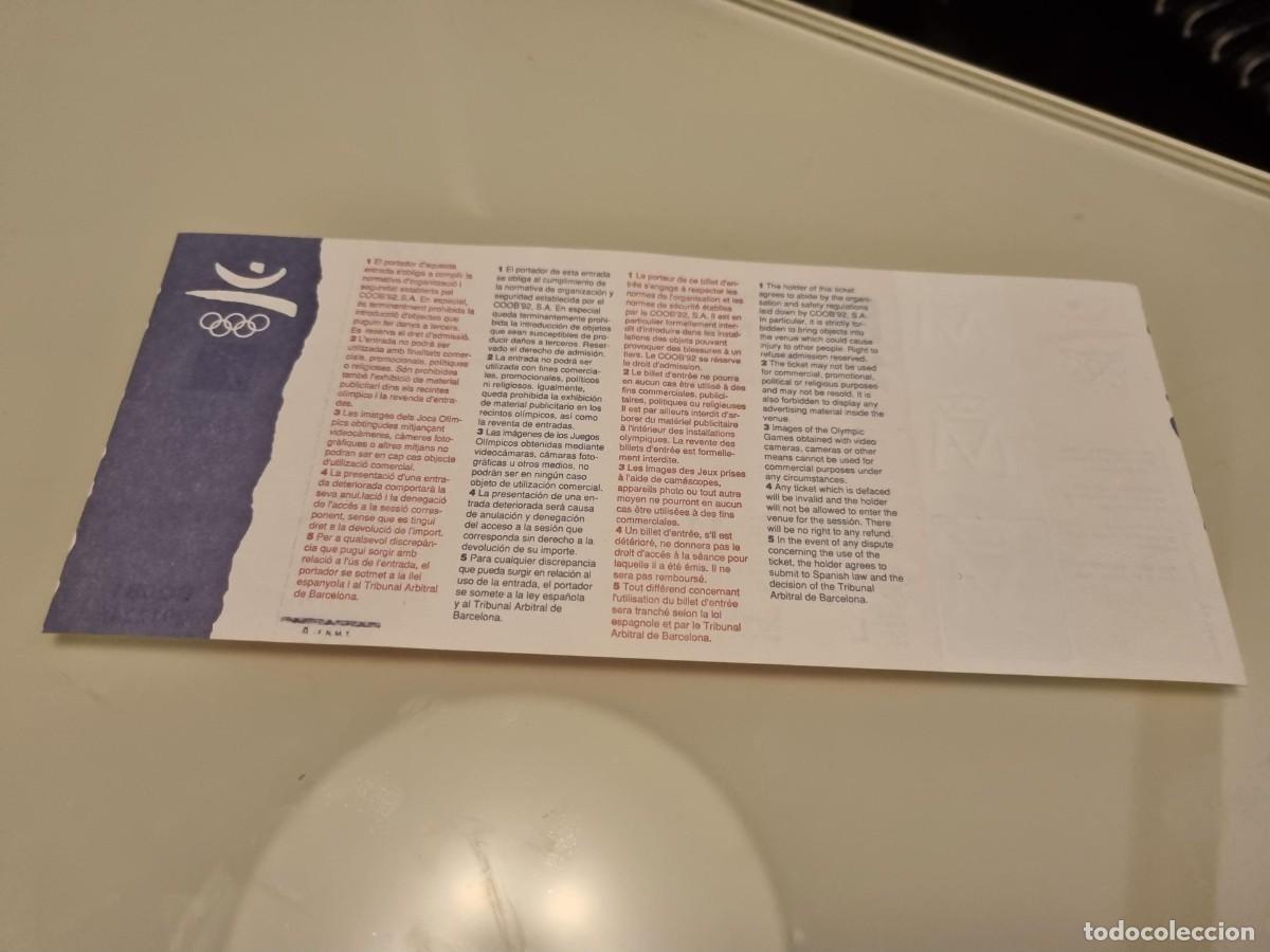 Coleccionismo deportivo: ticket 1992 basketball olympics 1992 - Foto 3
