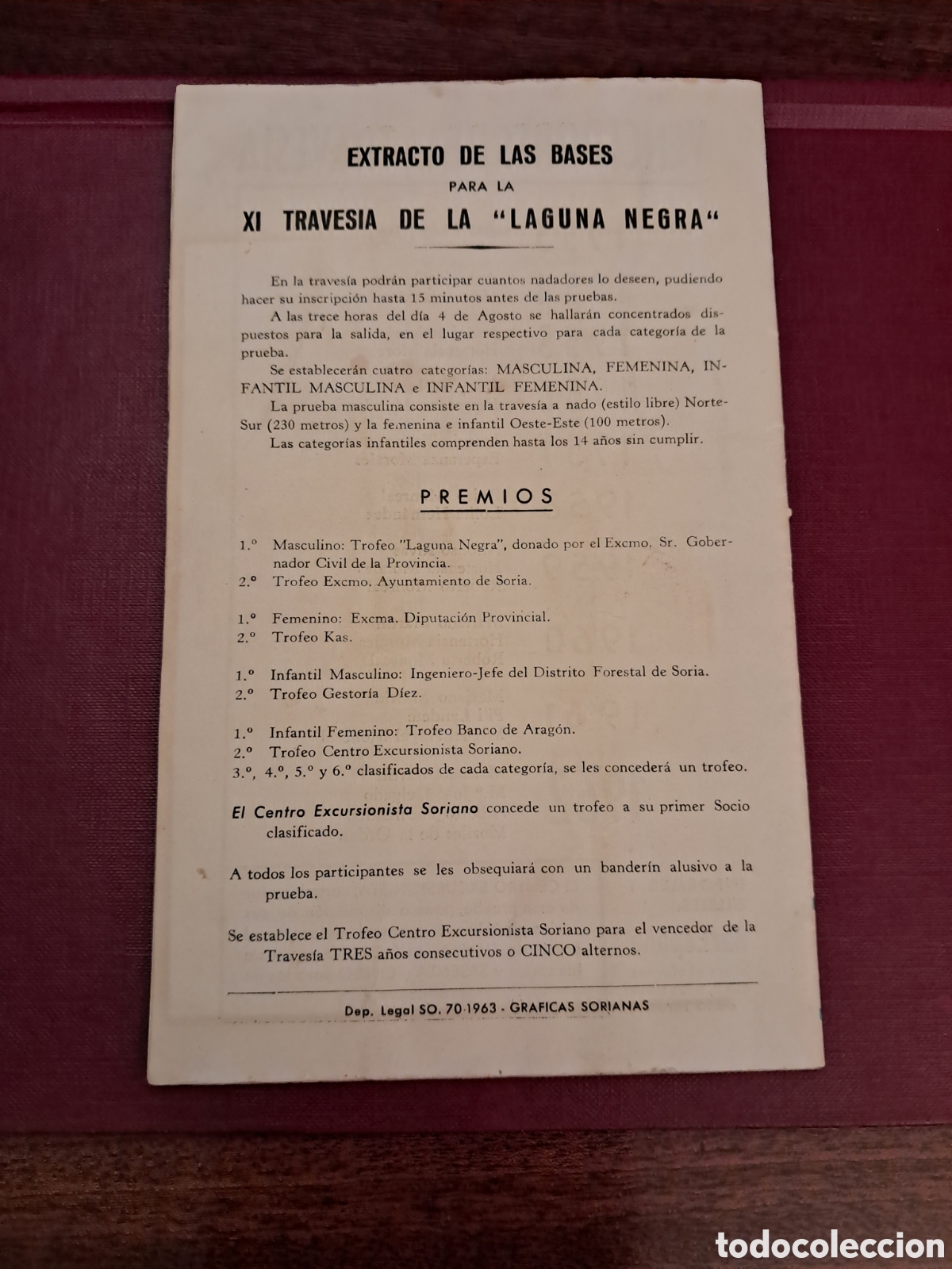 Coleccionismo deportivo: Traves&iacute;a a nado Laguna Negra 1963 - Foto 8
