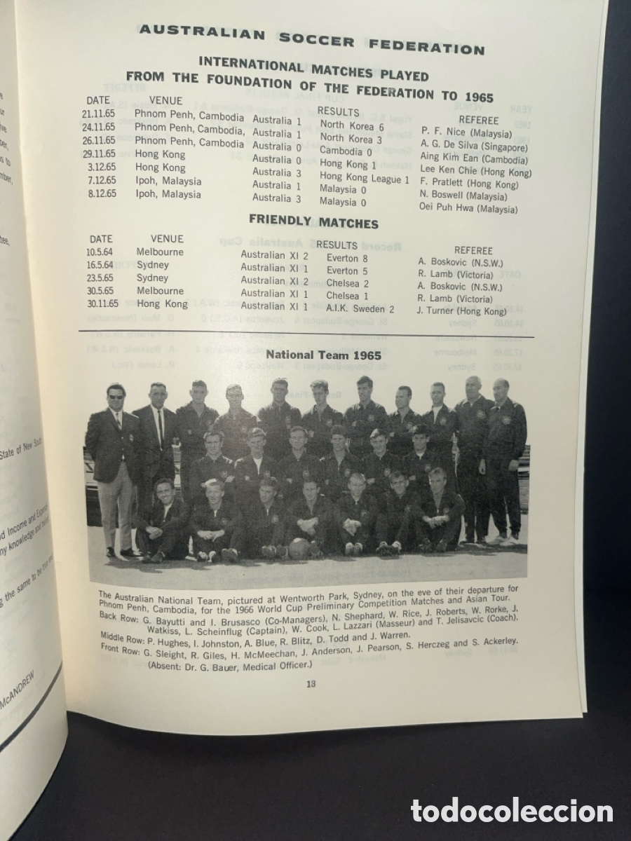 Coleccionismo deportivo: 1965 Australian soccer federation report - Foto 2