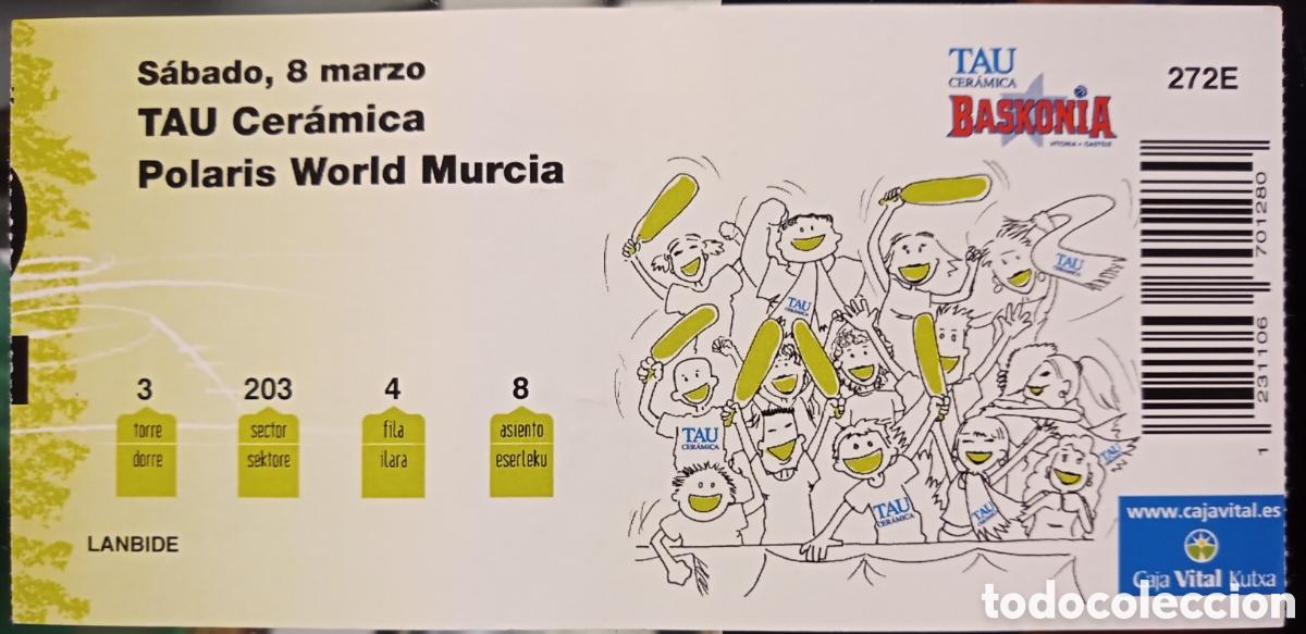 Coleccionismo deportivo: ENTRADA BASKONIA VS POLARIS WORLD MURCIA - Foto 1