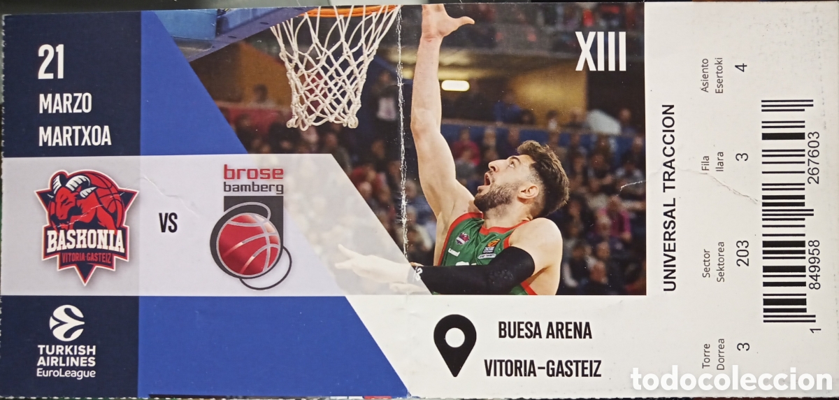 Coleccionismo deportivo: ENTRADA BASKONIA VS BROSE BAMBERG - Foto 1