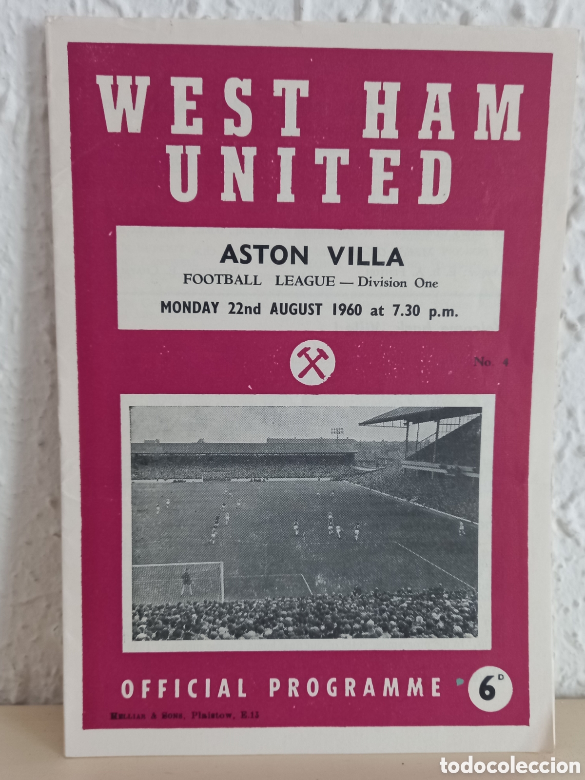 Coleccionismo deportivo: WEST HAM UNITED. Programa Partido Aston Villa. 1960 - Foto 1