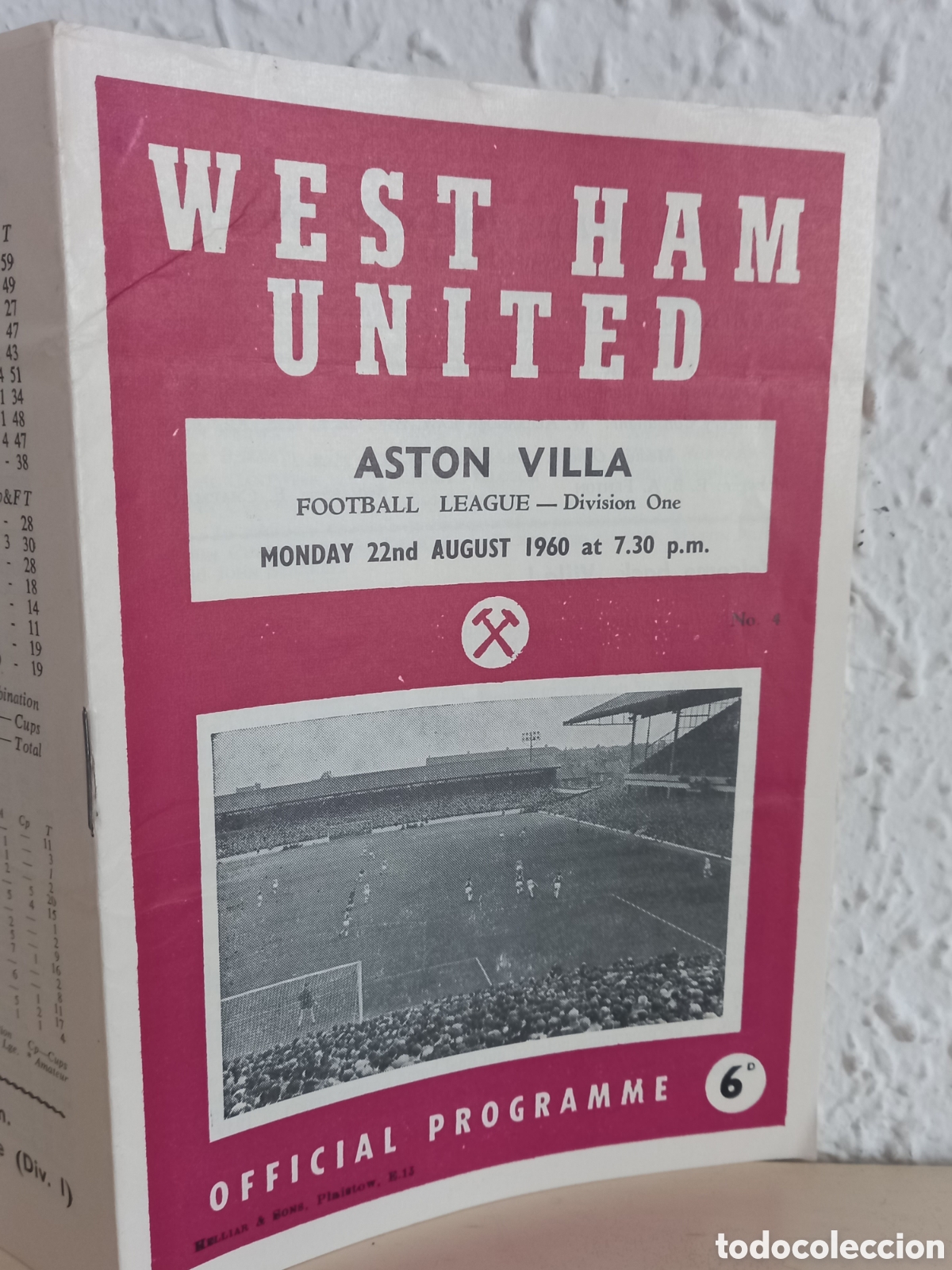 Coleccionismo deportivo: WEST HAM UNITED. Programa Partido Aston Villa. 1960 - Foto 3