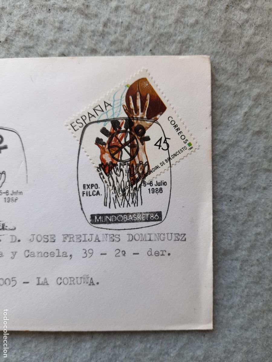 Coleccionismo deportivo: Sobre Mundobasket. Ferrol. Julio de 1986. - Foto 3
