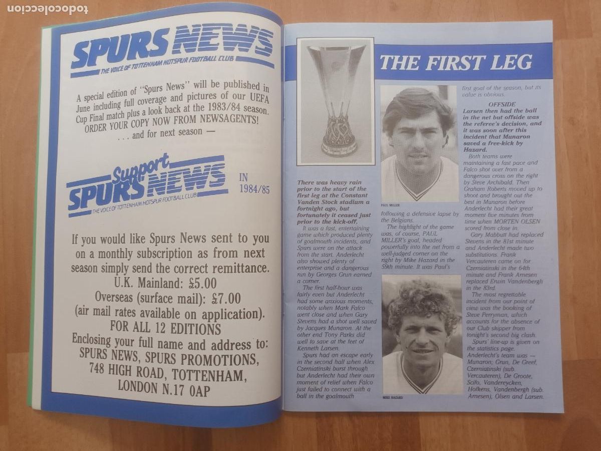 Coleccionismo deportivo: PROGRAMA FUTBOL FINAL COPA UEFA TOTTENHAM HOTSPUR - R.S.C. ANDERLECHT 1984 1985 - Foto 3