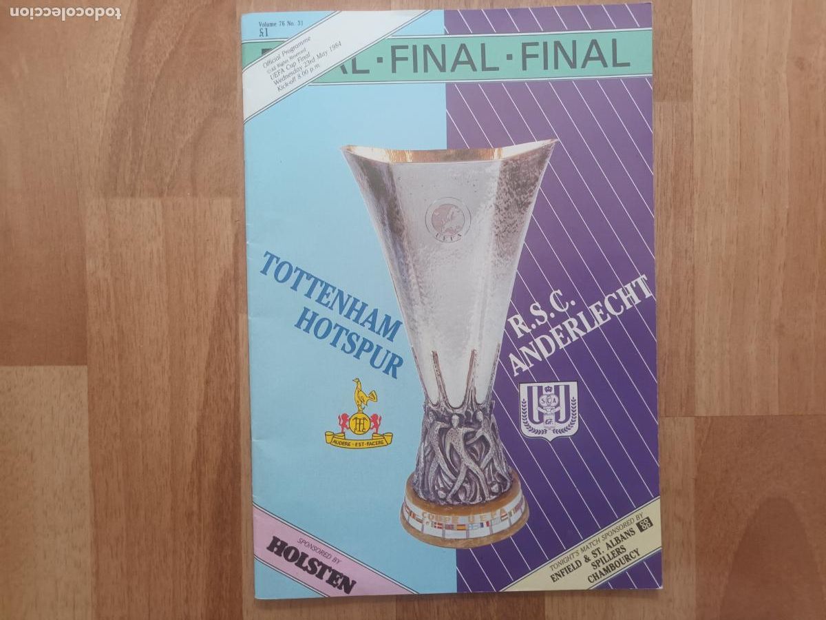 Coleccionismo deportivo: PROGRAMA FUTBOL FINAL COPA UEFA TOTTENHAM HOTSPUR - R.S.C. ANDERLECHT 1984 1985 - Foto 1