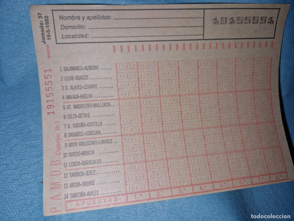 Coleccionismo deportivo: BOLETO QUINIELA A&Ntilde;O 1982 - Foto 1