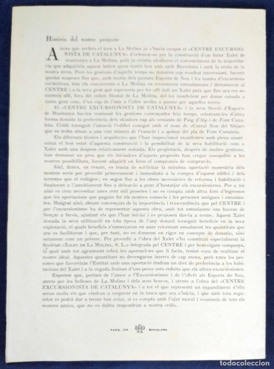 Coleccionismo deportivo: XALET DE LA MOLINA. PROJECTE PER LA CONSTRUCCI&Oacute;... CENTRE EXCURSIONISTE DE CATALUNYA, 1924. - Foto 7