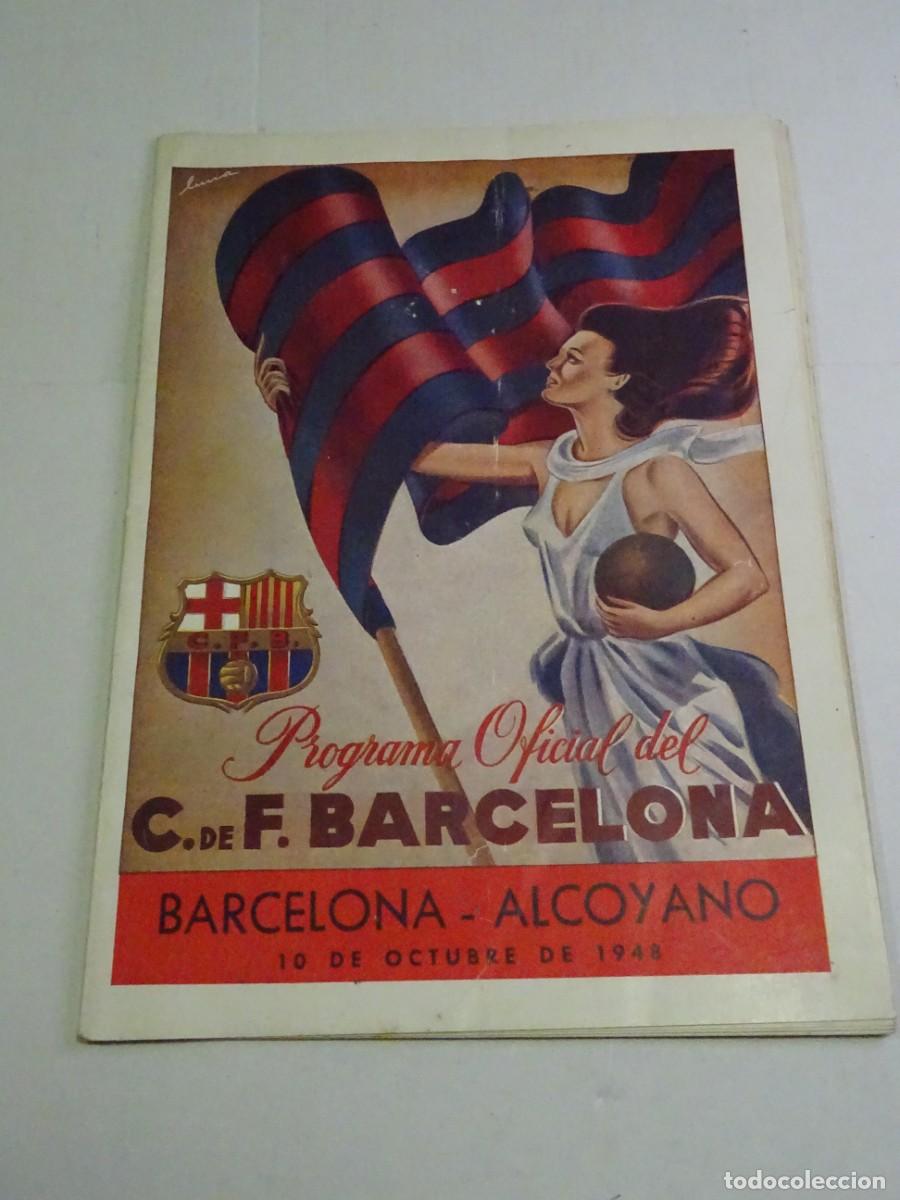 Coleccionismo deportivo: (M) PROGRAMA OFICIAL DEL CF BARCELONA - BARCELONA - ALCOYANO 1948 - CON PROGRAMA DE CINE - Foto 1