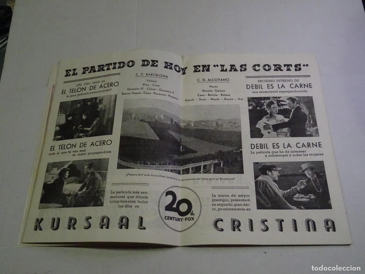 Coleccionismo deportivo: (M) PROGRAMA OFICIAL DEL CF BARCELONA - BARCELONA - ALCOYANO 1948 - CON PROGRAMA DE CINE - Foto 3