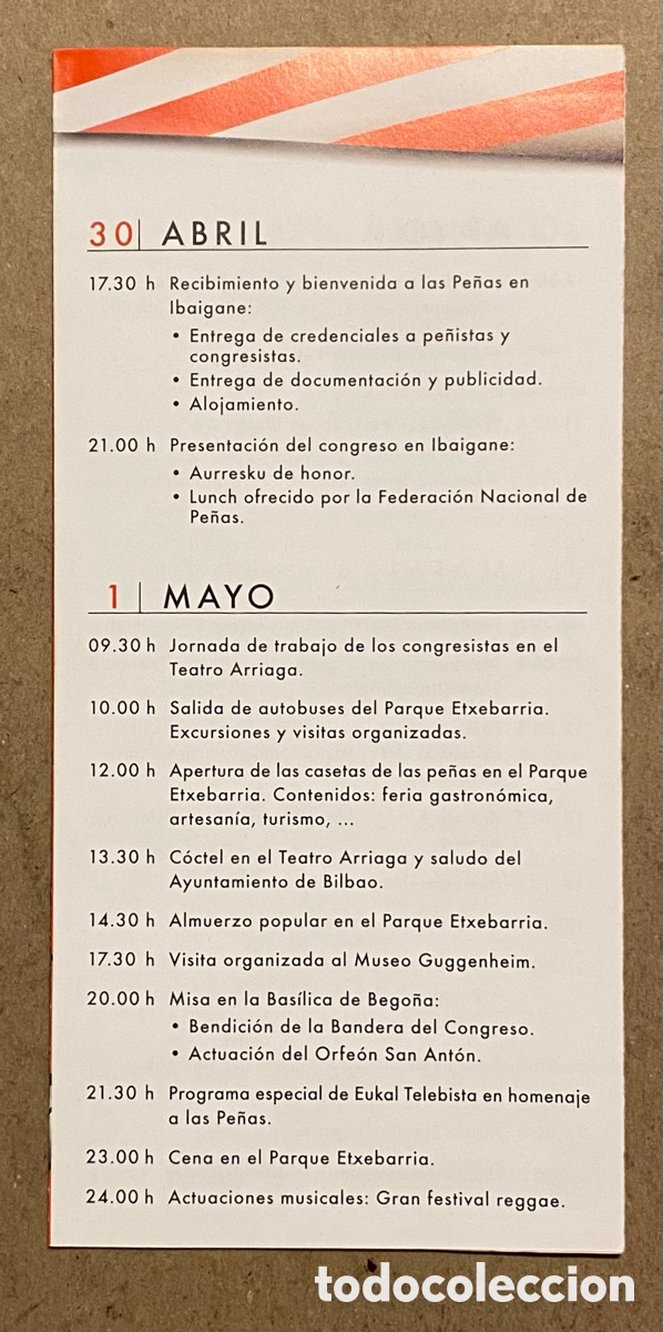Coleccionismo deportivo: PROGRAMA DEL XXVI CONGRESO DE PE&Ntilde;AS DEL ATHLETIC CLUB DE BILBAO EN 2000. - Foto 2