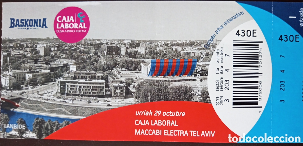 Coleccionismo deportivo: ENTRADA BASKONIA VS MACCABI TEL AVIV - Foto 1
