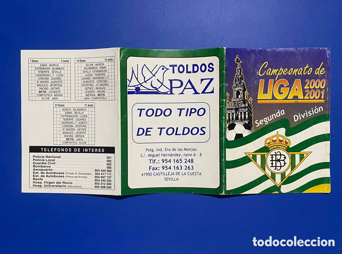 Coleccionismo deportivo: Calendario Betis liga 2000 2001 - Foto 1