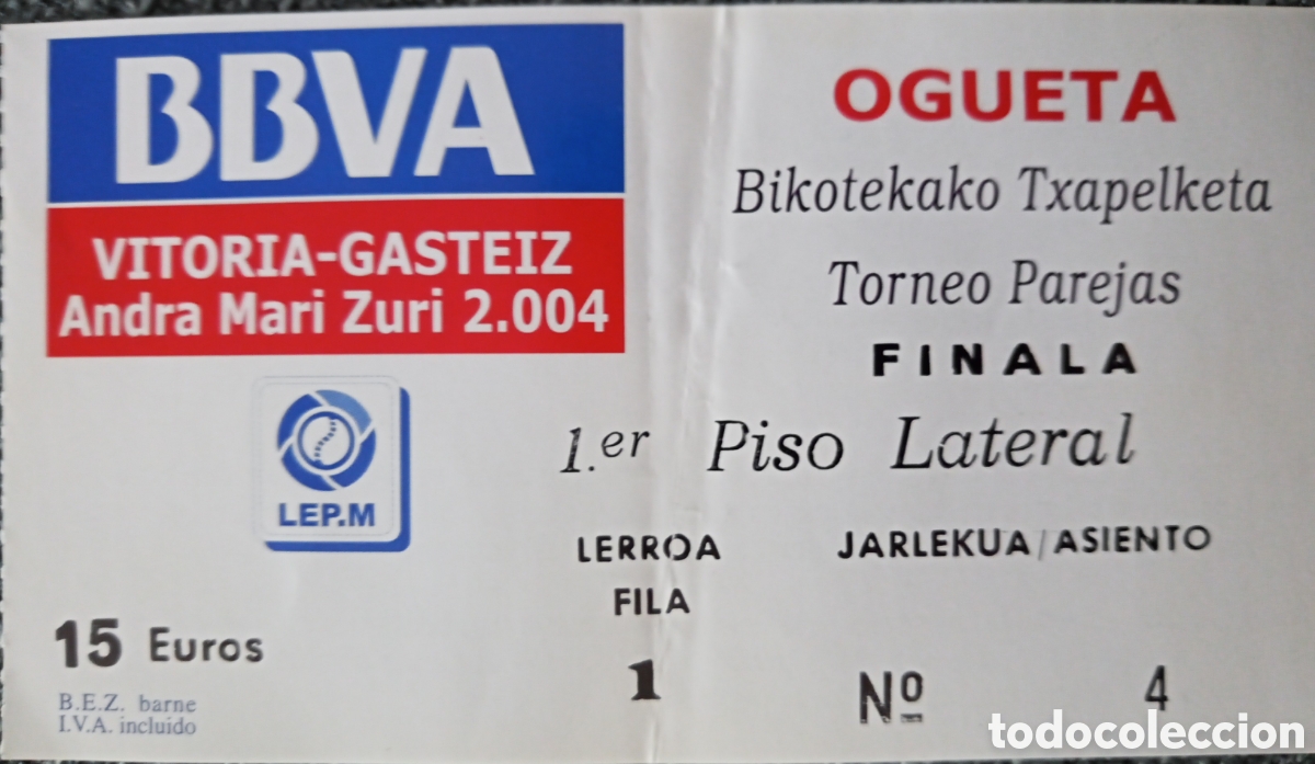 Coleccionismo deportivo: ENTRADA FINAL PAREJAS. PELOTA. - Foto 1