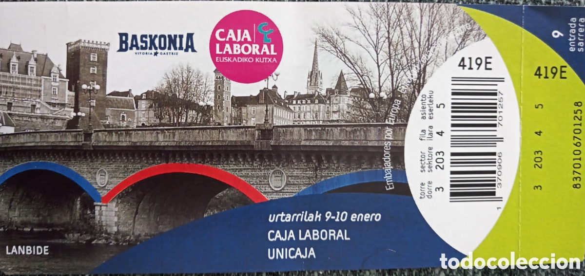 Coleccionismo deportivo: ENTRADA BASKONIA VS UNICAJA - Foto 1