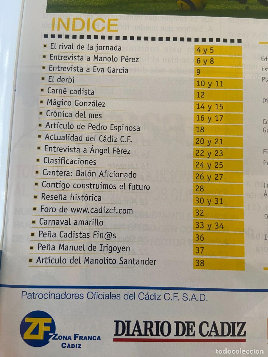 Coleccionismo deportivo: REVISTA NUESTRO CADIZ PROGRAMA OFICIAL 01 (30-1-2005) CADIZ EIBAR - Foto 2
