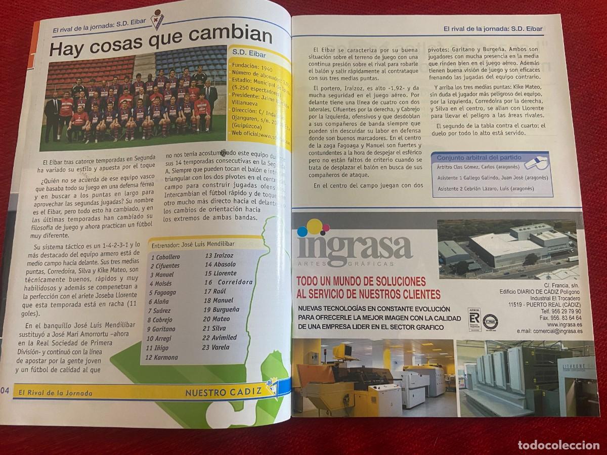 Coleccionismo deportivo: REVISTA NUESTRO CADIZ PROGRAMA OFICIAL 01 (30-1-2005) CADIZ EIBAR - Foto 3