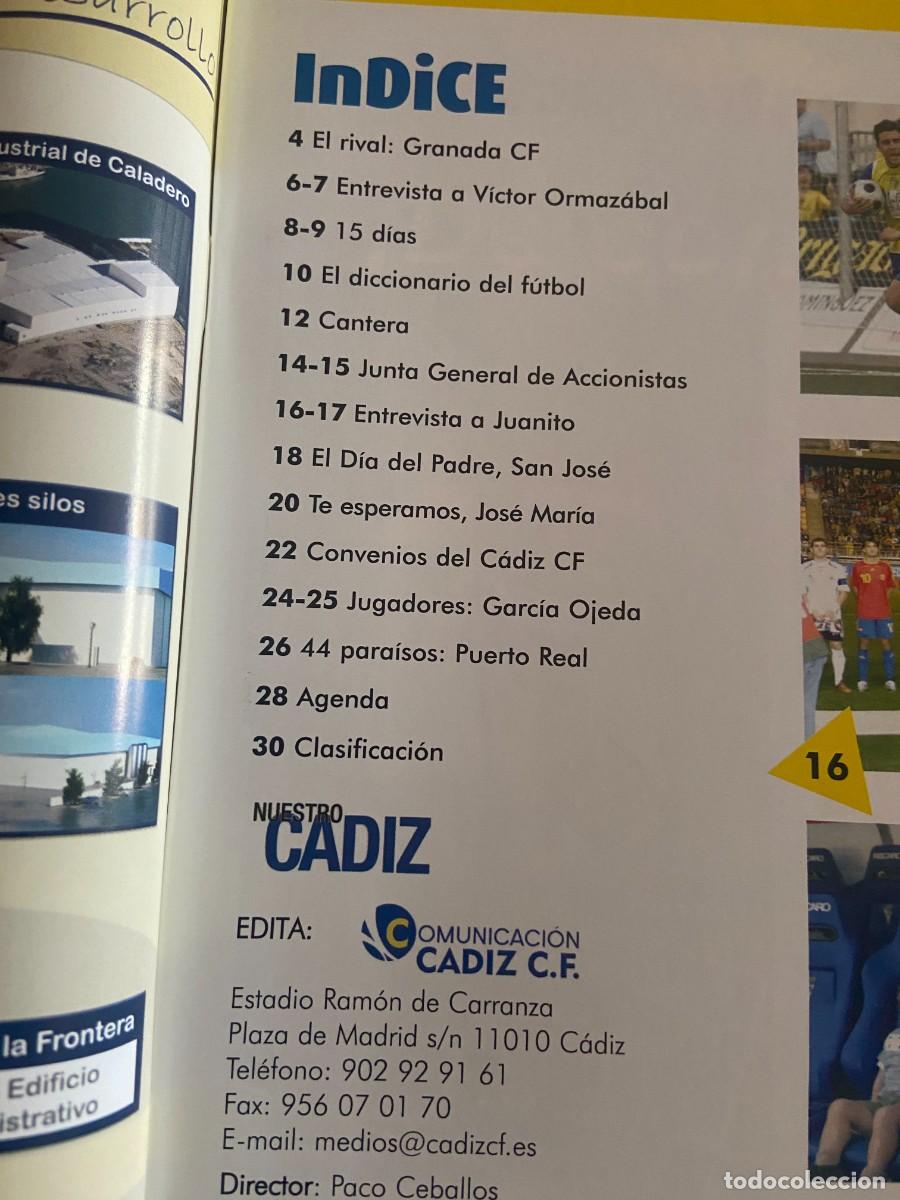 Coleccionismo deportivo: REVISTA NUESTRO CADIZ PROGRAMA OFICIAL # 83 (21-3-2009) CADIZ GRANADA - Foto 2