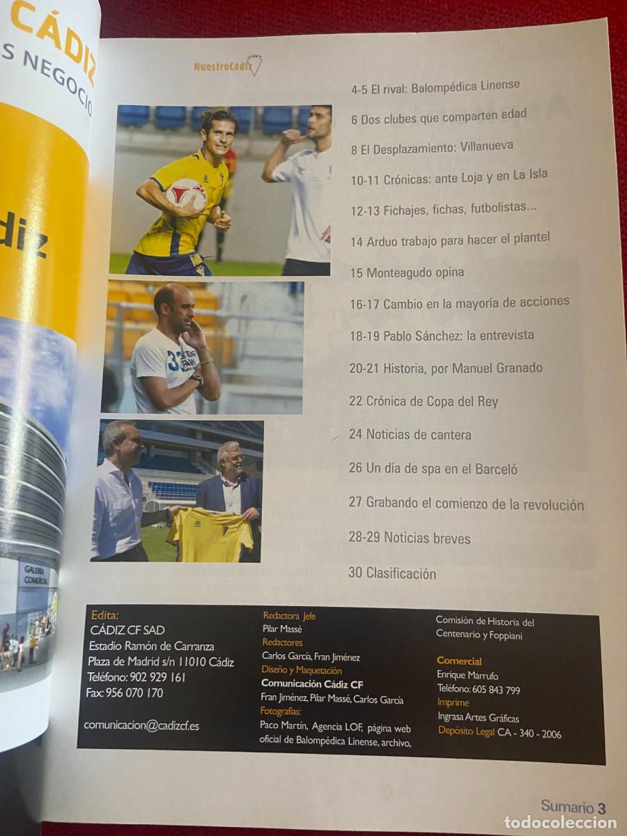 Coleccionismo deportivo: REVISTA NUESTRO CADIZ PROGRAMA OFICIAL # 152 (8-9-2012) CADIZ REAL BALOMPEDICA LINENSE - Foto 2