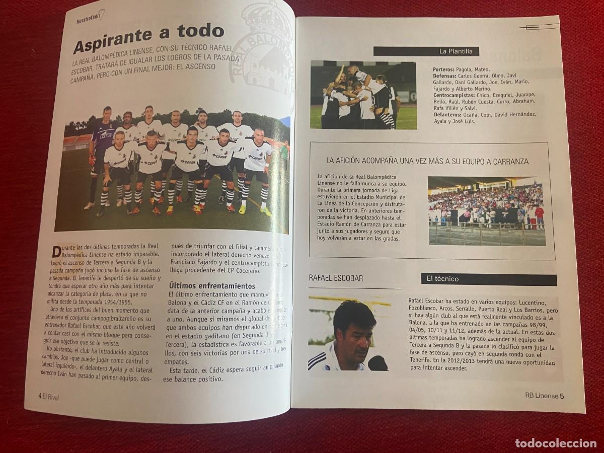 Coleccionismo deportivo: REVISTA NUESTRO CADIZ PROGRAMA OFICIAL # 152 (8-9-2012) CADIZ REAL BALOMPEDICA LINENSE - Foto 3