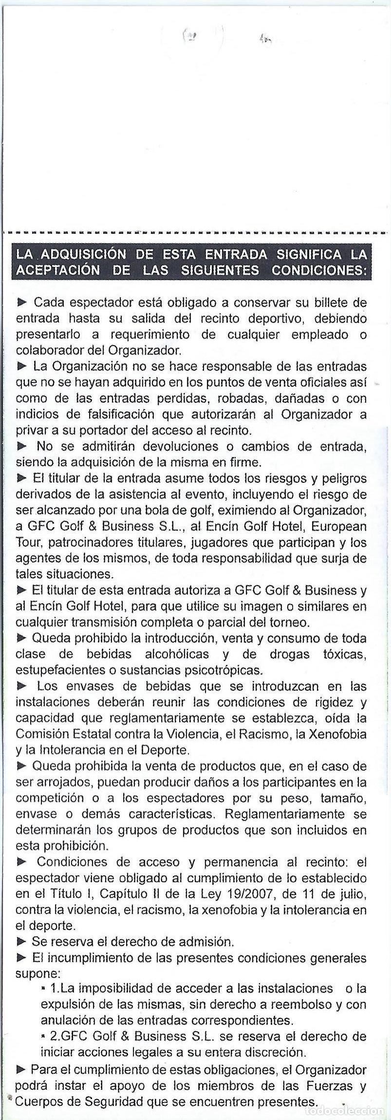 Coleccionismo deportivo: Madrid Masters Golf - Bankia - El Enc&iacute;n Golf Hotel (2011) - Foto 2
