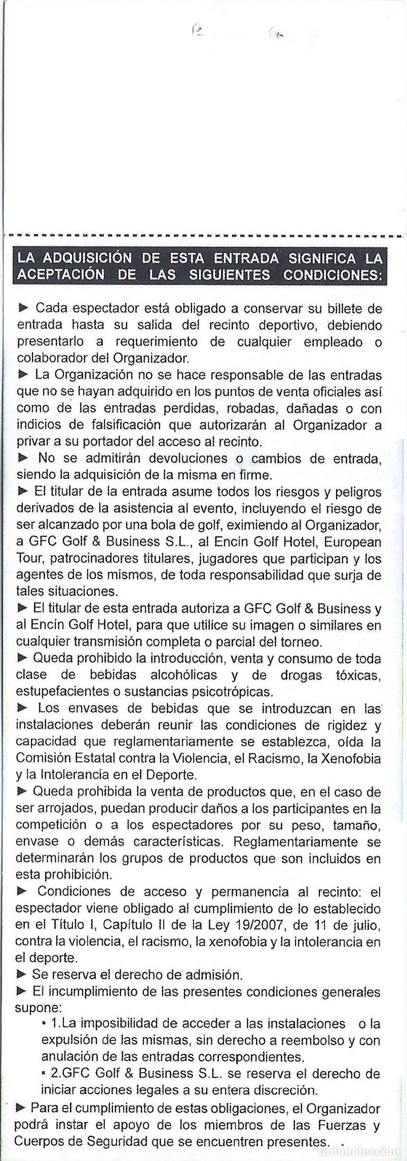 Coleccionismo deportivo: Madrid Masters Golf - Bankia - El Enc&iacute;n Golf Hotel (2011) - Foto 2