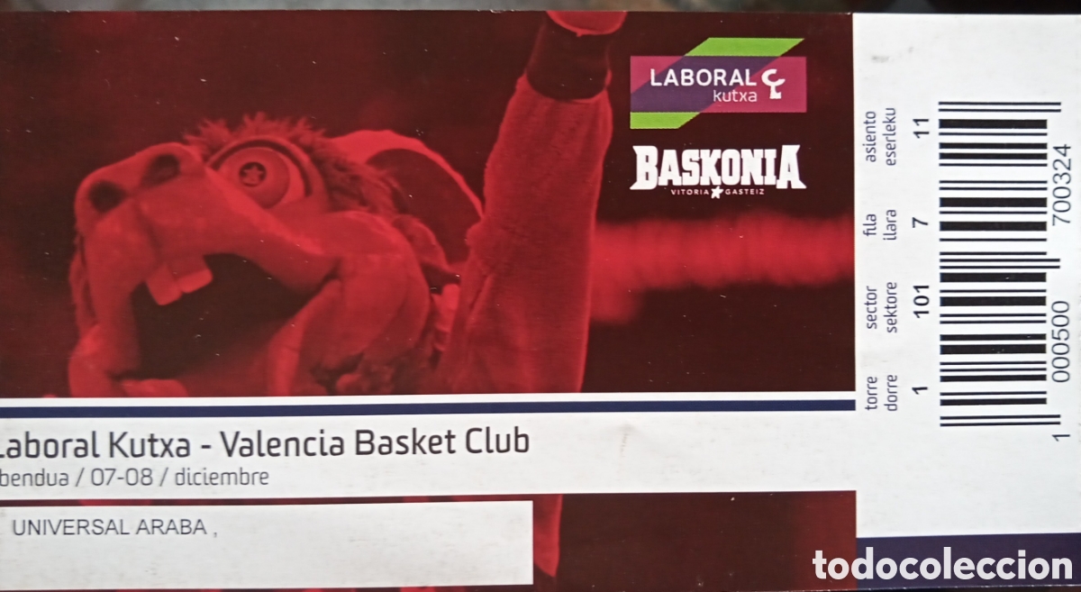 Coleccionismo deportivo: ENTRADA BASKONIA VS VALENCIA BC - Foto 1